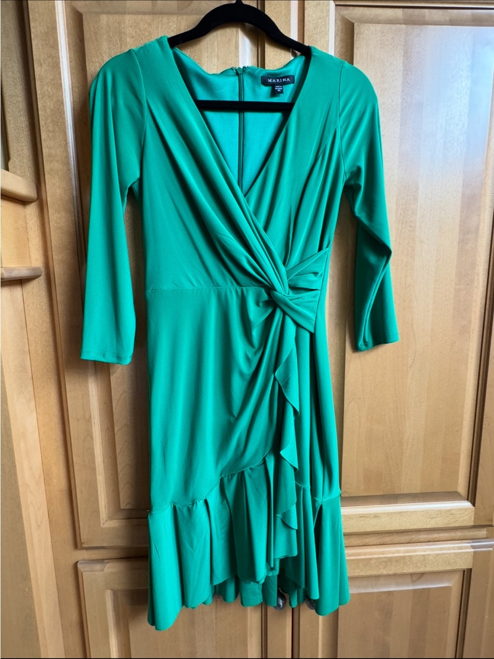 Green Wrap Ruffle Dress - Picture 6 of 7